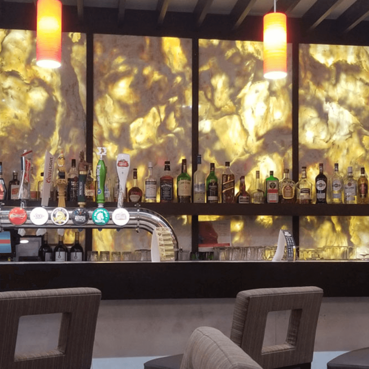 Backlit LED panel in bar