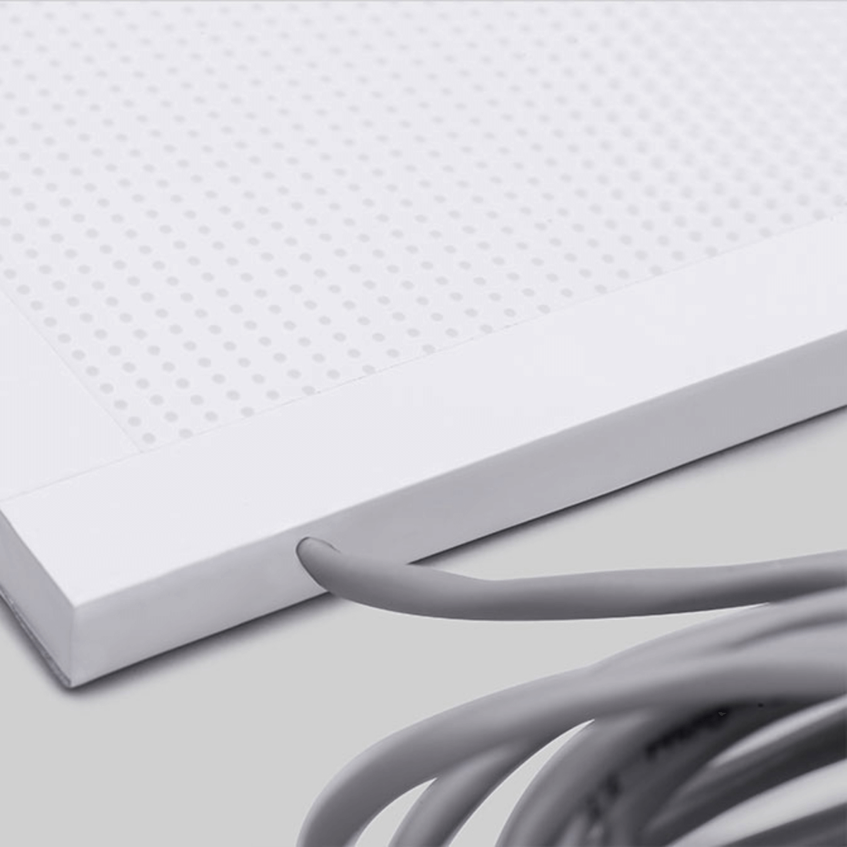 Wire Exit on an Acrylic LED Light Panel.